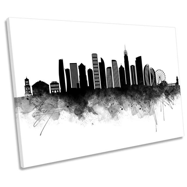 Gold Coast Abstract City Skyline - Wrapped Canvas Graphic Art Ebern Designs Size: 50.8cm H x 76.2cm W x 2cm D on Productcaster.