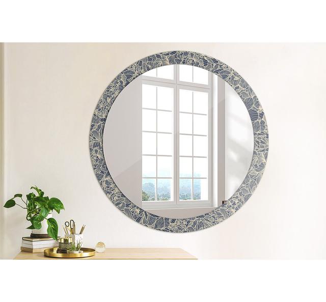 Huldar Round Glass Framed Wall Mounted Accent Mirror in Blue/White East Urban Home on Productcaster.