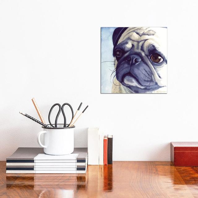 Bugabee Pug by Teresa Kogut - Painting on Canvas Ebern Designs Size: 30.48cm H x 30.48cm W x 1.91cm D, Format: Wrapped Canvas on Productcaster.