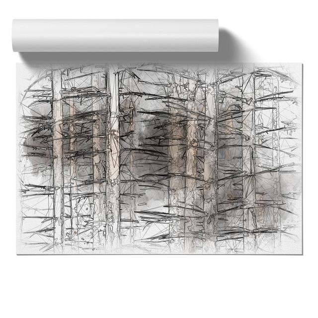 Bare Trees Sketch - Unframed Graphic Art East Urban Home Size: 21cm H x 30cm W x 0.1cm D on Productcaster.