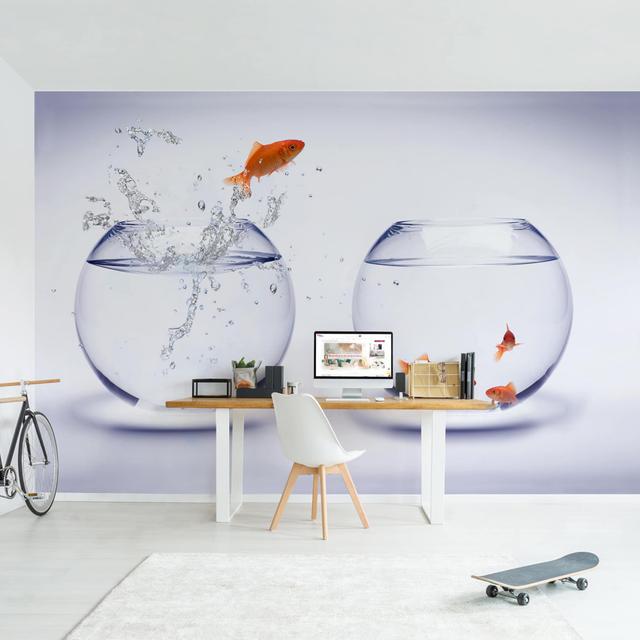 Flying Goldfish 2.25m x 3.36m Textured Matt Peel & Stick Wall Mural East Urban Home on Productcaster.