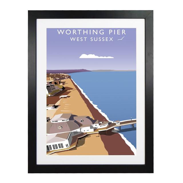 'Worthing Pier 2' by Richard O'Neil - Picture Frame Graphic Art Print on Paper East Urban Home Format: Black Wood Frame, Size: 54 cm H x 44 cm W x 2.2 on Productcaster.