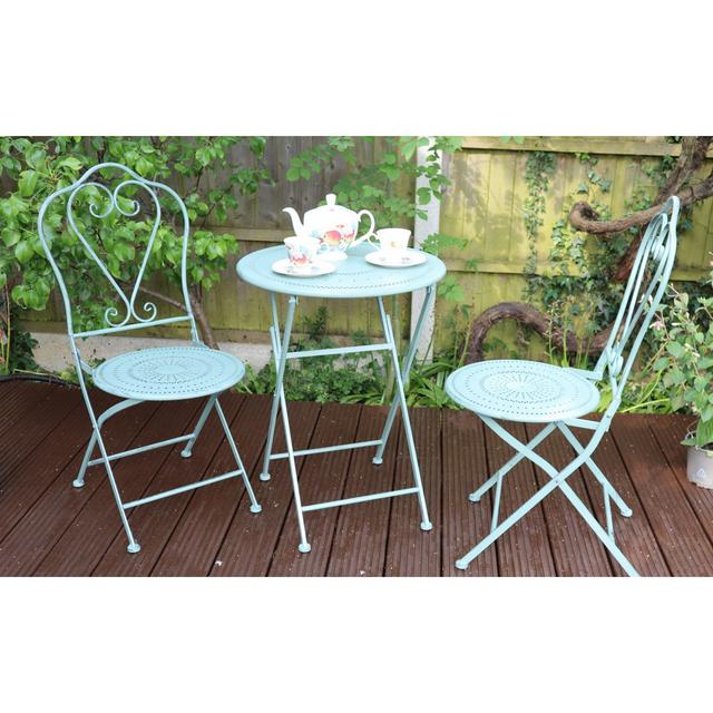 Annerieke Round 2 - Person 60cm Long Bistro Set Marlow Home Co. Colour: Green on Productcaster.