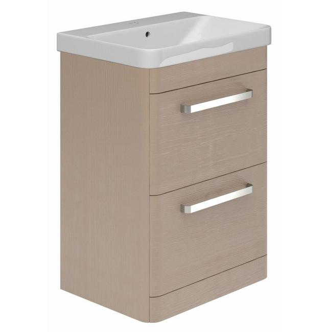 Stibbington 600mm Single Bathroom Vanity with Semi-Recessed Ceramic Basin Belfry Bathroom Base Finish: Stone Grey on Productcaster.