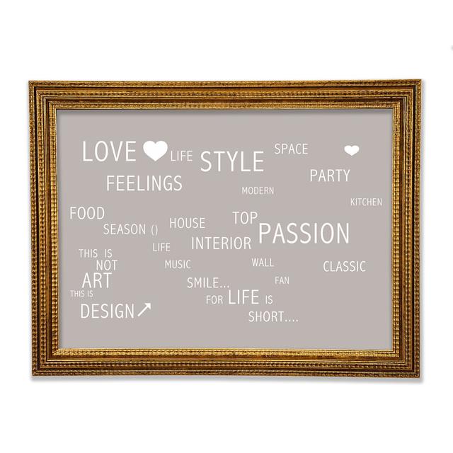 Love Quote Love Life Framed Print Happy Larry Size: 59.7cm H x 84.1cm W x 3cm D, Colour: Beige on Productcaster.