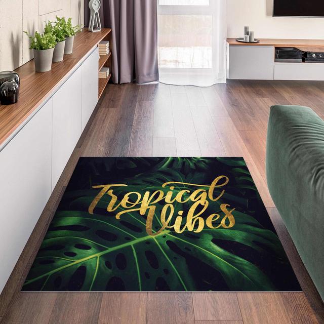 Perrotta Jungle Tropical Vibes Black Indoor/Outdoor Rug Maturi Rug Size: Square 60cm on Productcaster.