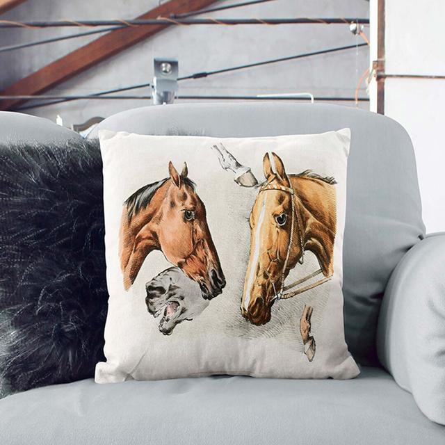 Horse Heads and Hoofs by Henry Alken Cushion with Filling East Urban Home Size: 55cm H x 55cm W x 20cm D on Productcaster.