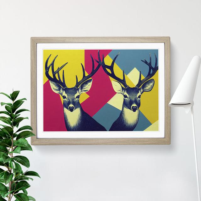 XH1022-9262X Two Abstract Stags Vol.2 - Single Picture Frame Print Alpen Home Frame Colour: Oak, Size: 46cm H x 64cm W x 2cm D on Productcaster.