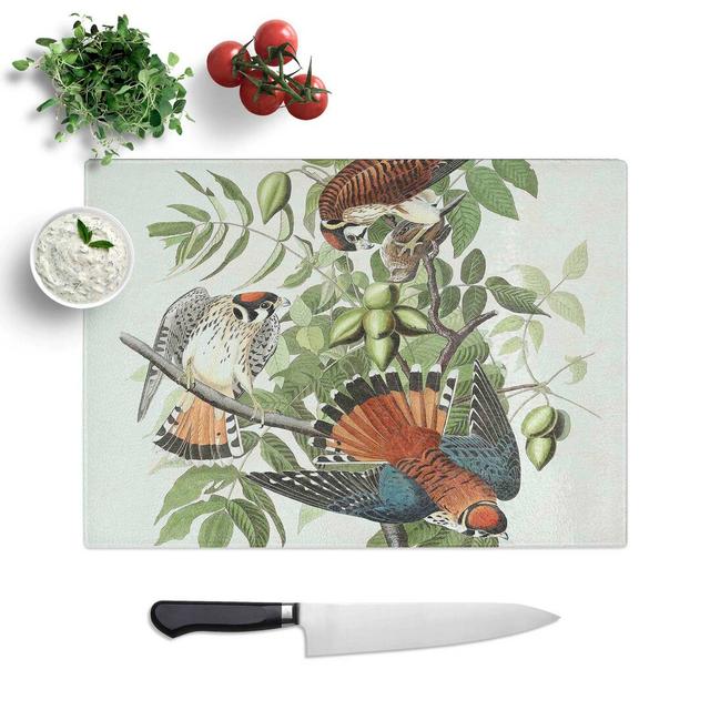 Tempered Glass American Sparrow Hawks Chopping Board East Urban Home Size: 39 cm W x 28.5 cm L on Productcaster.