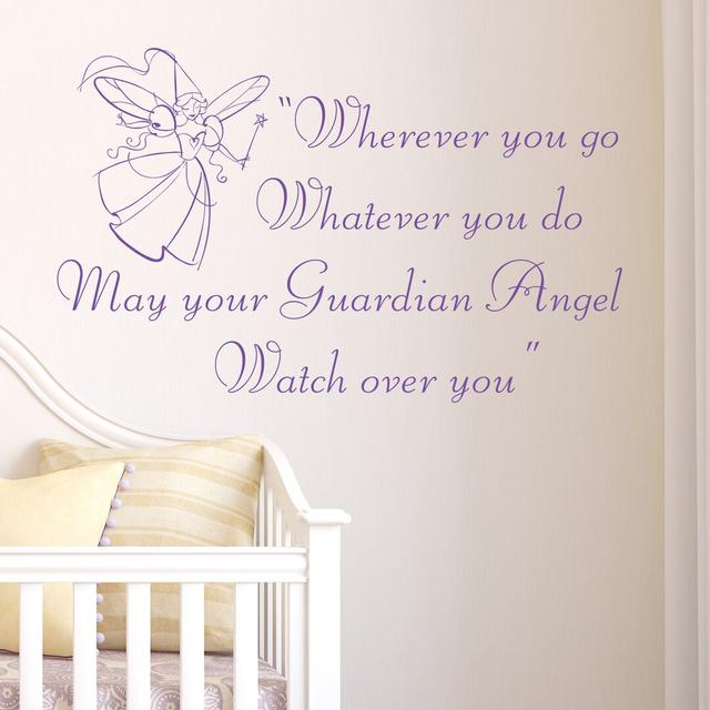 Guardian Angel Wall Sticker Ebern Designs Colour: Purple on Productcaster.