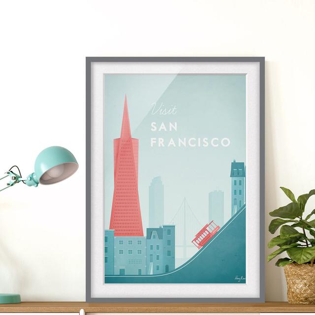 Picture With Frame - Travel Poster - San Francisco - Portrait 4:3 - B Maturi Size: 100cm H x 70cm W x 2cm D, Frame Option: Grey Framed on Productcaster.