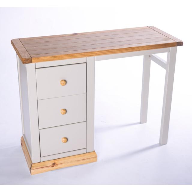 Schreibtisch Enciso 100 x 40 cm Brambly Cottage Farbe (Tischplatte/Rahmen): Holz/Grau, Knauffarbe: Holz on Productcaster.