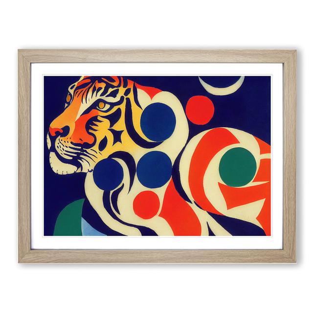 Abstract Tiger Vol.2 - Picture Frame Graphic Art Latitude Vive Size: 25cm H x 34cm W x 2cm D, Frame Colour: Oak Framed on Productcaster.