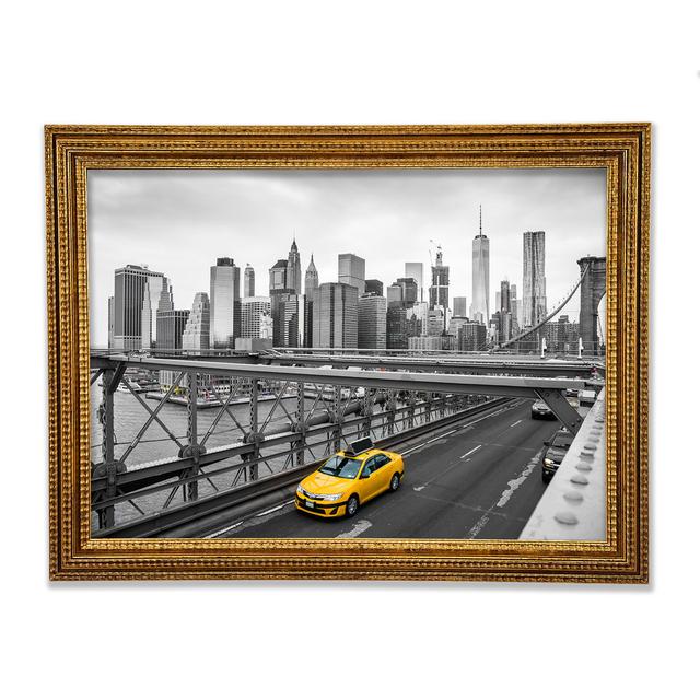 New York On The Bridge Yellow Cab - Print Ebern Designs Size: 84.1cm H x 118.9cm W x 3cm D on Productcaster.