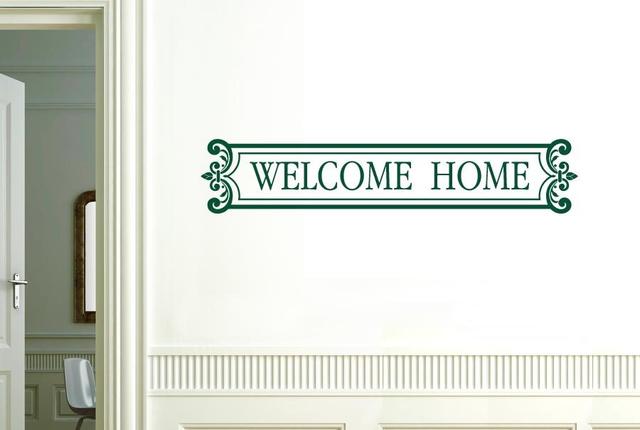 Welcome Home Framed Sign Wall Sticker East Urban Home Size: Medium, Colour: Orange on Productcaster.