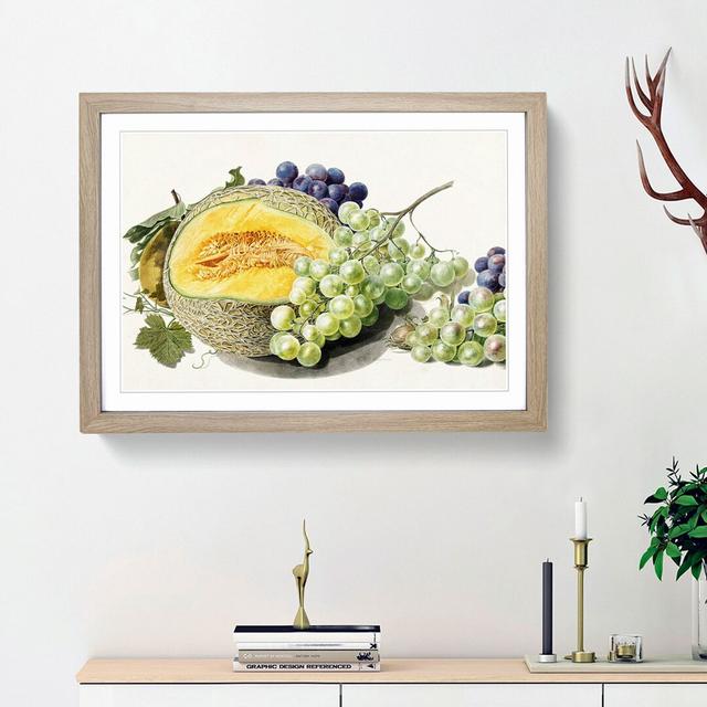 Grapes & Melon by Michiel van Huysum - Picture Frame Art Print East Urban Home Frame Option: Oak Framed, Size: 27cm H x 36cm W x 2cm D on Productcaster.