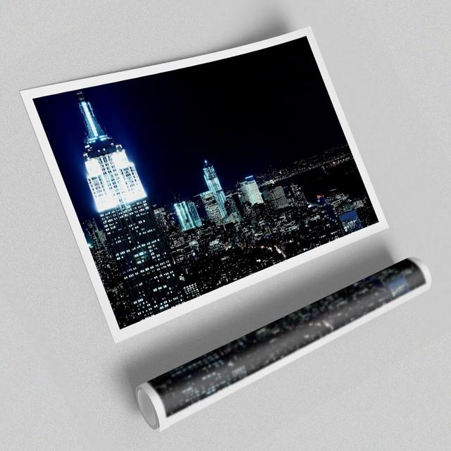 New York City White Glow Nights Framed Print Ebern Designs Format: Paper, Size: 59.7cm H x 84.1cm W x 1cm D on Productcaster.