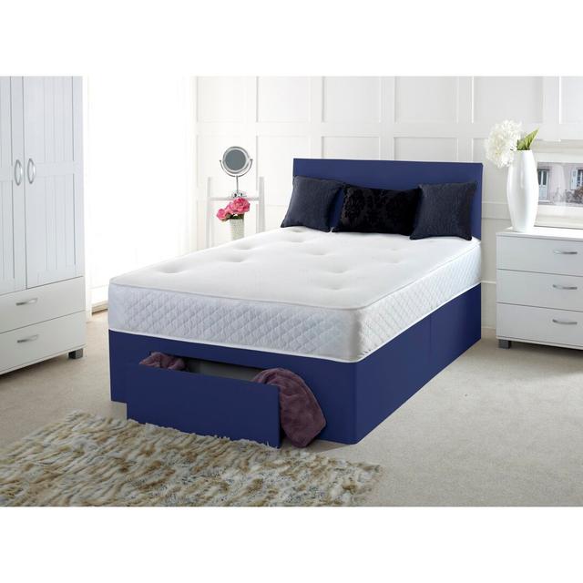 Grandwood Divan Bed 17 Stories Size: Super King (6'), Storage Type: 2 Drawers Same Side, Colour: Blue on Productcaster.