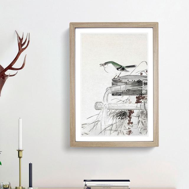 Blue Nightingale Bird by Ohara Koson - Picture Frame Painting Print East Urban Home Frame Option: Oak Framed, Size: 65cm H x 48cm W x 2cm D on Productcaster.