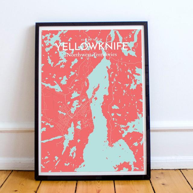 Yellowknife city map - Unframed Graphic Art Print on Paper East Urban Home Size: 61cm H x 45.7cm W x 0.13cm D on Productcaster.