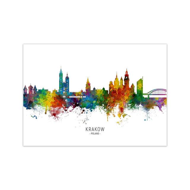 Krakow Poland Skyline by Michael Tompsett - Graphic Art Print on Paper Ebern Designs Size: 42cm H x 59cm W x 1cm D, Format: Unframed on Productcaster.