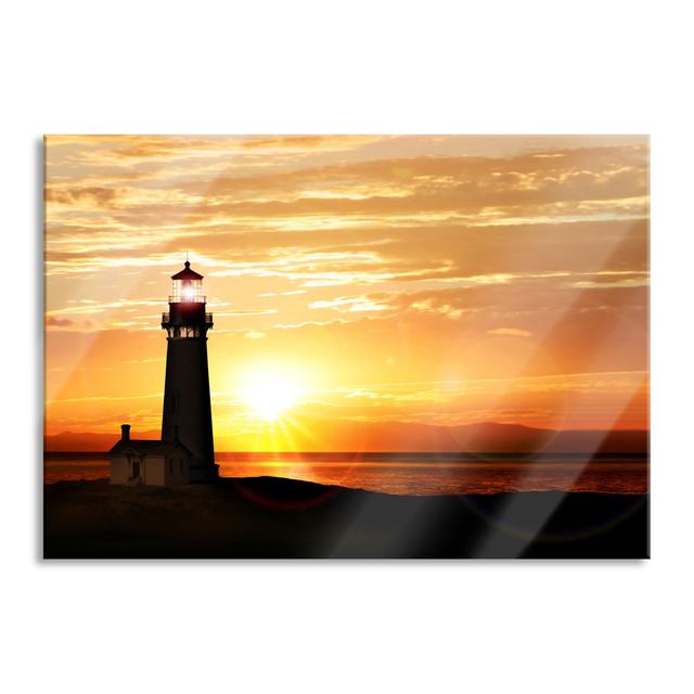 Lighthouse at Sunset - Unframed Photograph on Glass Longshore Tides Size: 70cm H x 100cm W x 0.4cm D on Productcaster.