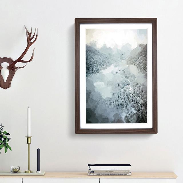 Forest in Winter in Abstract - Picture Frame Graphic Art Print East Urban Home Size: 87cm H x 62cm W x 2cm D, Frame Option: Walnut Framed on Productcaster.