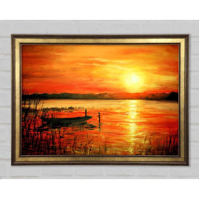 Ruderboot auf den Gewässern des Sonnenuntergangs - Einzelne Bilderrahmen Kunstdrucke Küstenhaus Größe: 84,1 cm H x 118,9 cm B x 1,5 cm T on Productcaster.