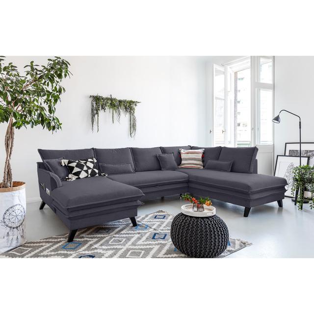 Ecksofa Charming Charlie mit Bettfunktion MiuForm Polsterfarbe: Anthrazit, Ausrichtung: Rechts ausgerichtet on Productcaster.