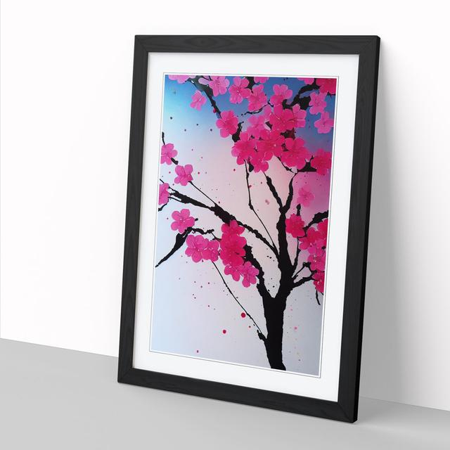 Cherry Blossom Tree Splatter Vol.2 - Single Picture Frame Graphic Art Marlow Home Co. Format: Walnut Framed, Size: 34cm H x 25cm W on Productcaster.