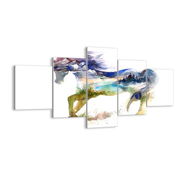 'From the Meadow Straight to Heaven' - 5 Piece Graphic Art Print Set on Glass Union Rustic Size: 70cm H x 125cm W x 1.8cm D on Productcaster.