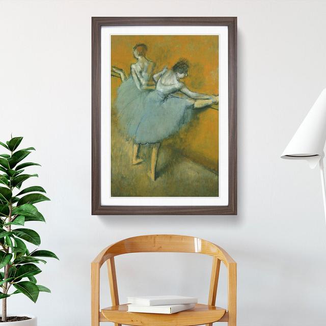 Ballet Ballerina Dancers at the Bar by Edgar Degas - Picture Frame Painting East Urban Home Frame Option: Walnut Framed, Size: 36cm H x 27cm W x 2cm D on Productcaster.