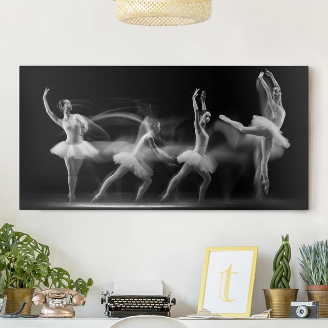 Balerina Art Wave - Wrapped Canvas Graphic Art Ebern Designs Size: 30cm H x 60cm W on Productcaster.