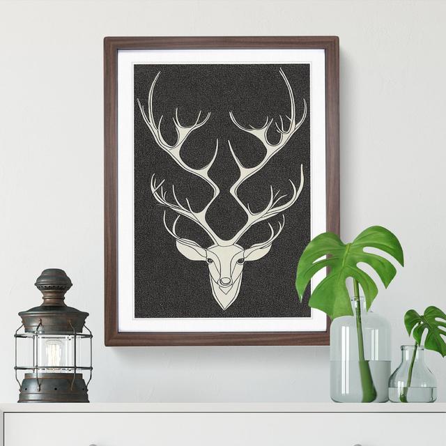 Bust of a Stag No.1 - Picture Frame Painting Alpen Home Size: 46cm H x 34cm W x 2cm D, Frame Colour: Walnut on Productcaster.