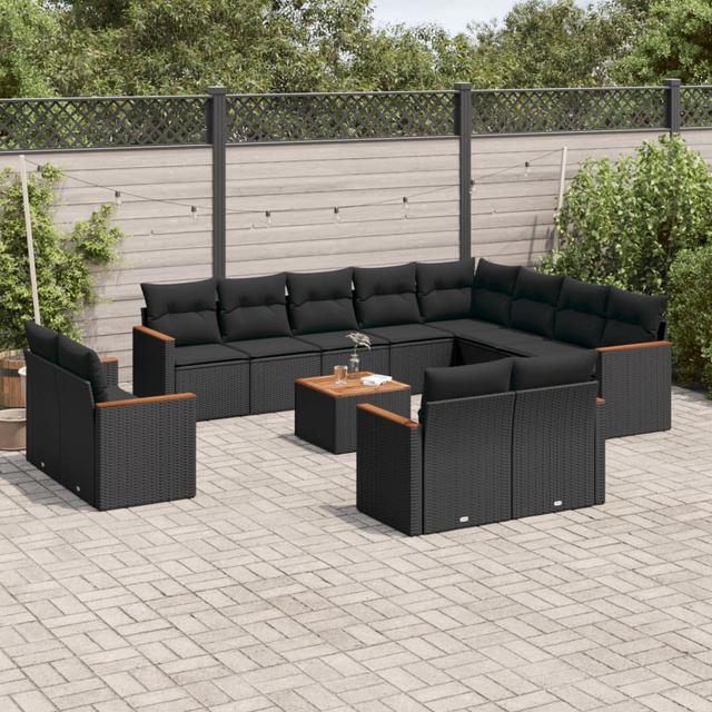 Vidaxl 13-Tlg. Garten-Sofagarnitur Mit Kissen Schwarz Polyrattan DEvidaxl on Productcaster.