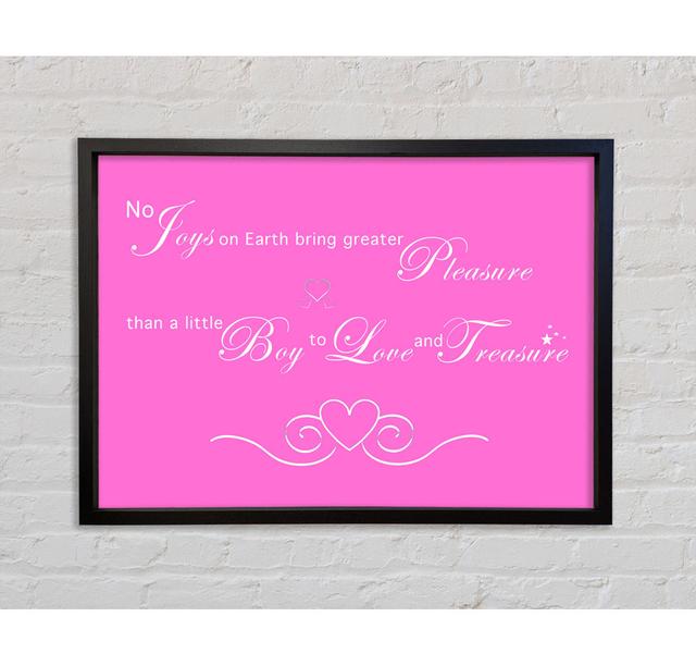 Nursery Quote No Joys On Earth Bring Pleasure - Single Picture Frame Typography on Canvas Bright Star Colour: Vivid Pink, Size: 59.7cm H x 84.1cm W x on Productcaster.