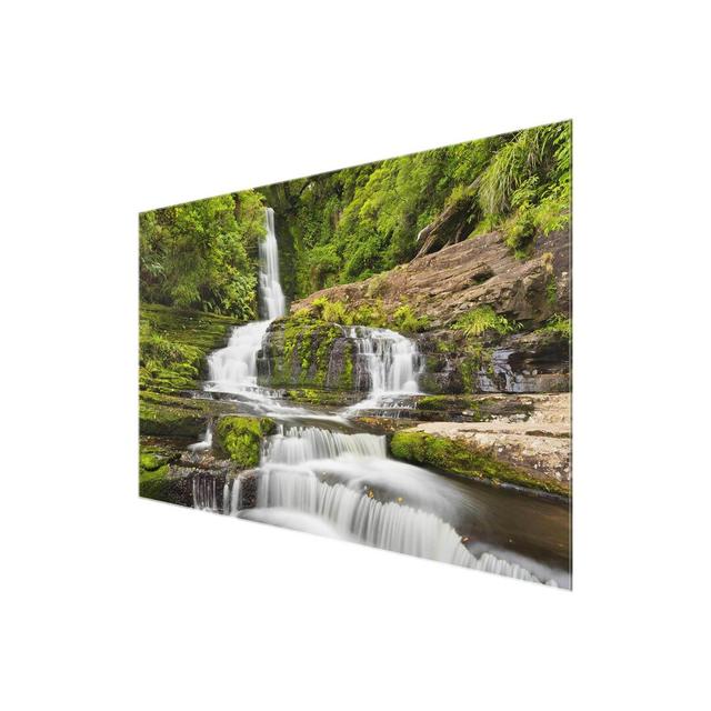 'Upper Mclean Falls in New Zealand' Photograph on Glass East Urban Home Size: 60 cm H x 90 cm W on Productcaster.