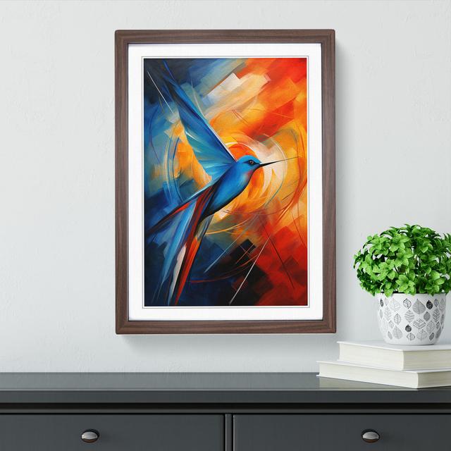 Swallow Abstract - Single Picture Frame Art Prints on Wood Marlow Home Co. Frame Colour: Walnut, Size: 46cm H x 34cm W x 2cm D on Productcaster.