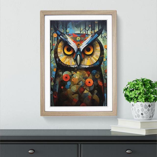 Owl Dadaism - Single Picture Frame Print on Wood Alpen Home Format: Oak, Size: 64" H x 46" W x 2" D on Productcaster.