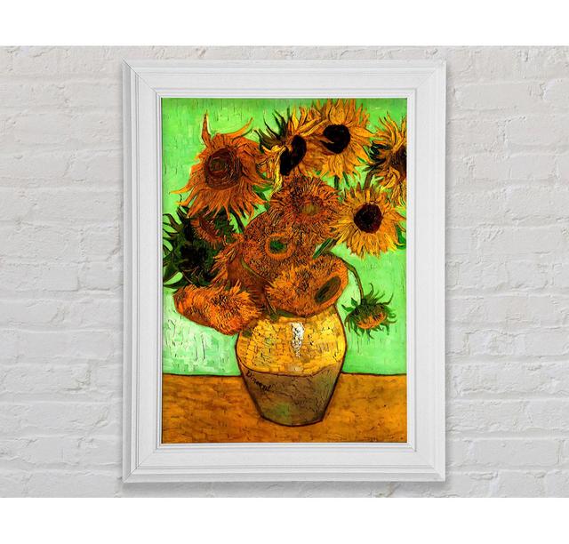 Van Gogh Still Life Vase With Twelve Sunflowers 2 Framed Print Rosalind Wheeler Size: 84.1cm H x 142.2cm W x 8cm D, Format: White Framed Paper on Productcaster.