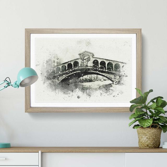 Rialto Bridge Venice Italy in Abstract - Picture Frame Graphic Art Print on MDF East Urban Home Size: 60cm H x 91cm W x 2cm D, Frame Option: Oak on Productcaster.