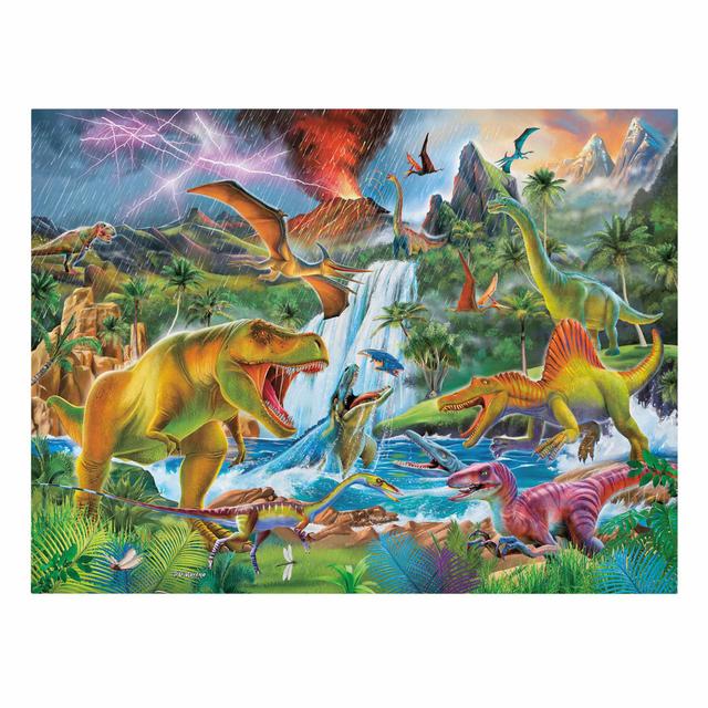 Leinwandbild Dinosaur in a Prehistoric Thunderstorm von P.D. Moreno Maturi Format: 260g/m² Canvas, Größe: 60cm H x 80cm B on Productcaster.