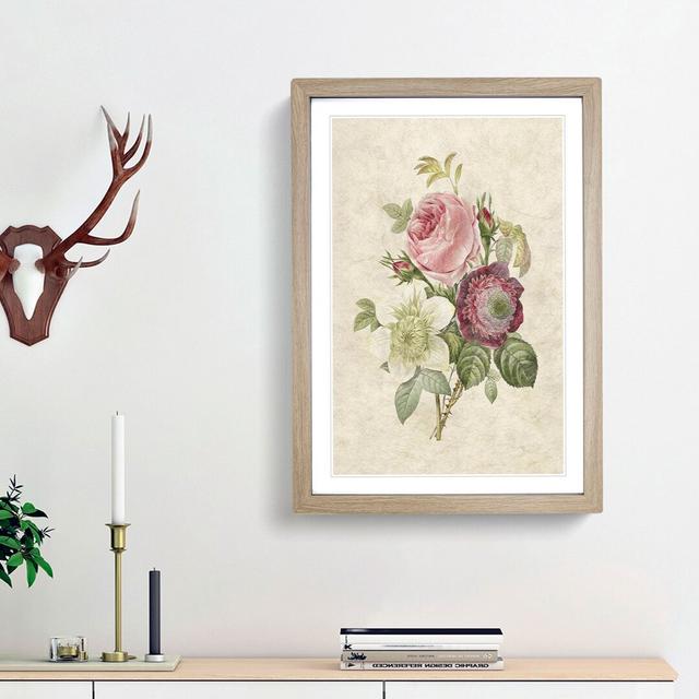 Pink Anemone Rose by Pierre-Joseph Redoute - Picture Frame Painting Print East Urban Home Size: 36cm H x 27cm W x 2cm D, Frame Option: Oak Framed on Productcaster.