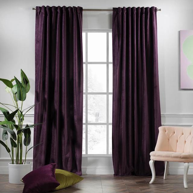 Extra langer und extra breiter Vorhang aus mattem Samt Lilijan Home & Curtain Vorhanggröße: 280 x 225 cm, Farbe: Palatinate Purple on Productcaster.