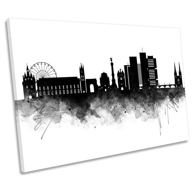 Bordeaux Abstract City Skyline - Wrapped Canvas Print Ebern Designs Size: 30.5cm H x 45.7cm W x 2cm D on Productcaster.