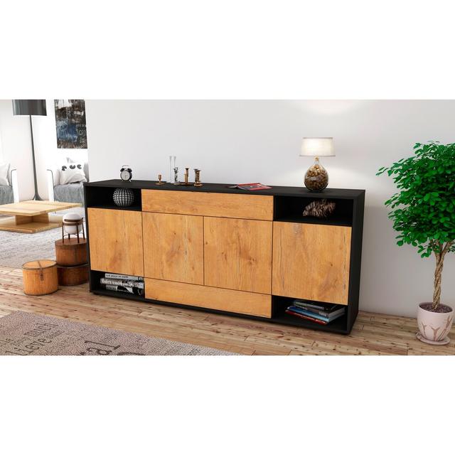 Ervine Sideboard Latitude Run Body/Front colour: Black/Oak on Productcaster.