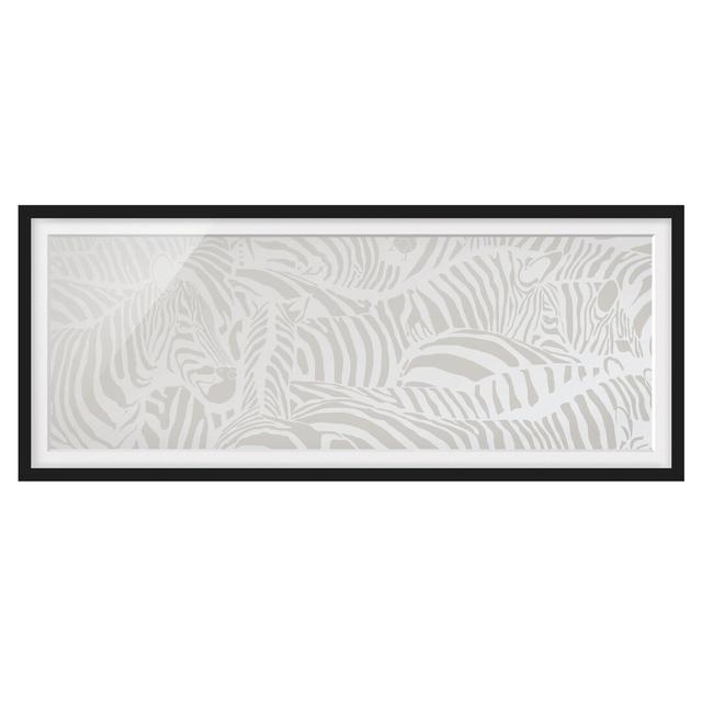 No.DS4 Zebra Stripe Light Grey - Picture Frame Graphic Art Bloomsbury Market Size: 40cm H x 100cm W x 2cm D, Frame Option: Black Framed on Productcaster.