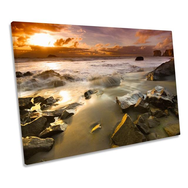 New Zealand Sunset Beach CANVAS WALL ART Print Picture Highland Dunes Size: 91.4cm H x 137.2cm W x 4cm D on Productcaster.