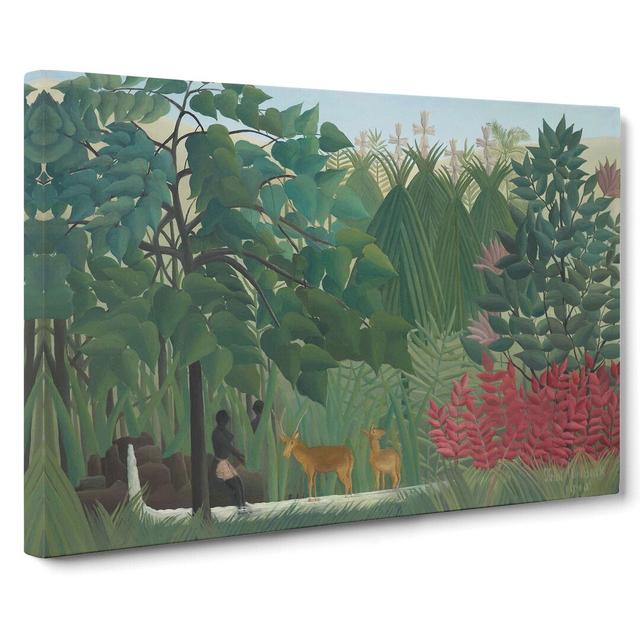 Two Deer by Henri Rousseau - Wrapped Canvas Painting East Urban Home Size: 40cm H x 60cm W x 3cm D on Productcaster.