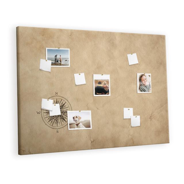 Wall Mounted cork board with print home decor pin boards home office bulletin Compass on canvas East Urban Home on Productcaster.